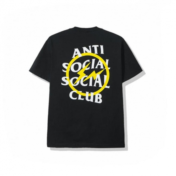 Anti Social Social Club Fragment Yellow Bolt Tee- Black