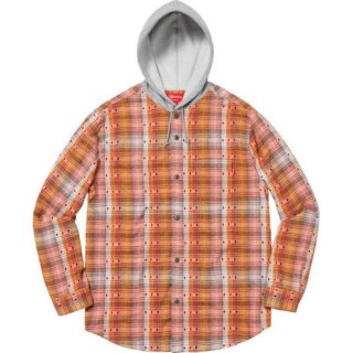 Supreme Hooded Jacquard Flannel Shirt- Orange